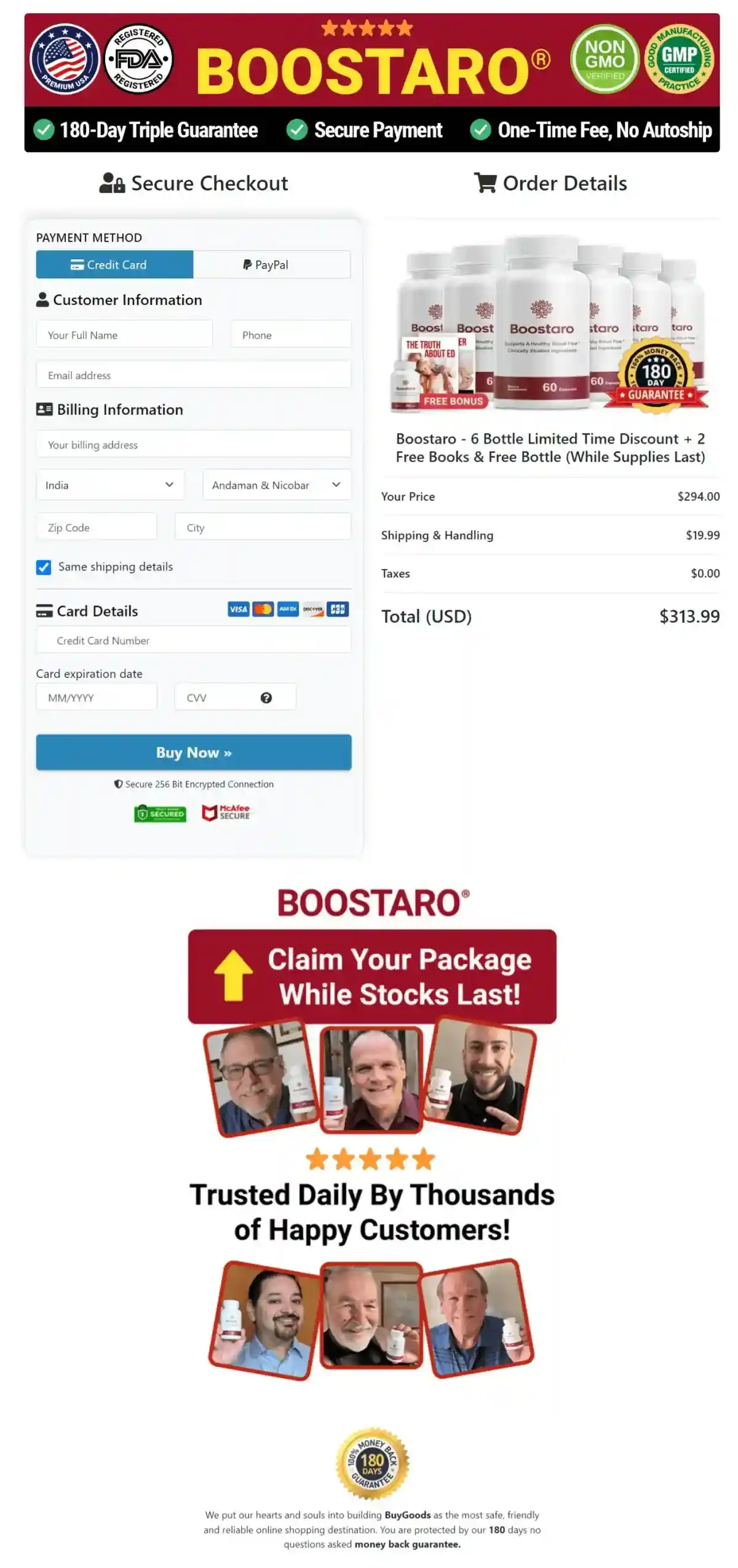 Boostaro Secure Payment — Official Order Checkout